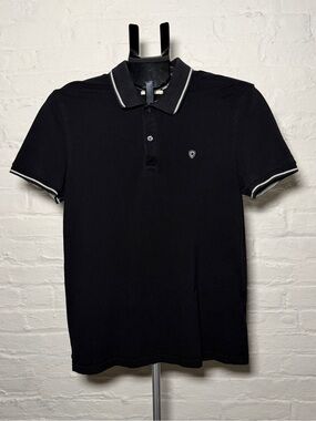 Celio Les Essentials Slim Fit Black Polo Shirt with Contrast Trim